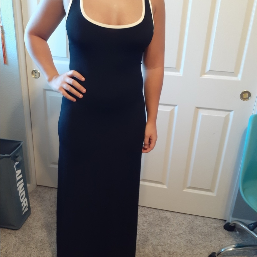 Black and White Sleeveless Bodycon Maxi Dress
